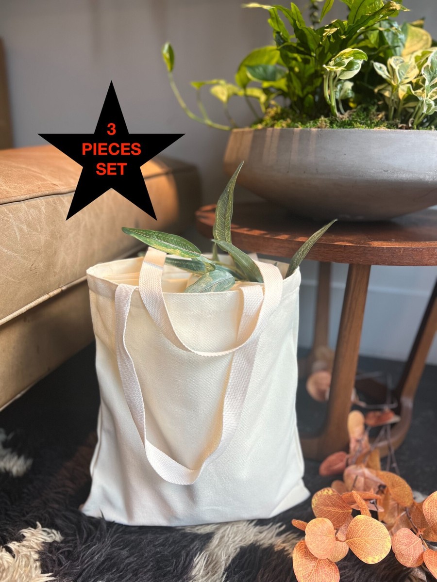 heavy duty canvas tote bag for market grocery shopping DIY craft and books  pcs