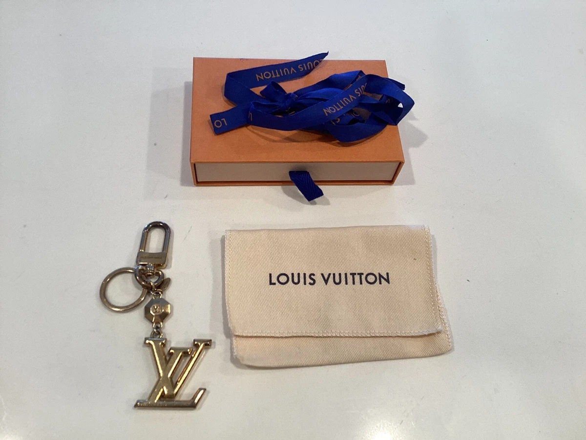 Louis Vuitton Authentic Metal Gold Porte Cles LV Facettes Key Chain Bag  Charm LV