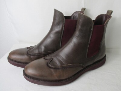 AIGNER Herren Leder Stiefeletten Stiefel Chelsea Boots 42 bronzebraun Italy  Made