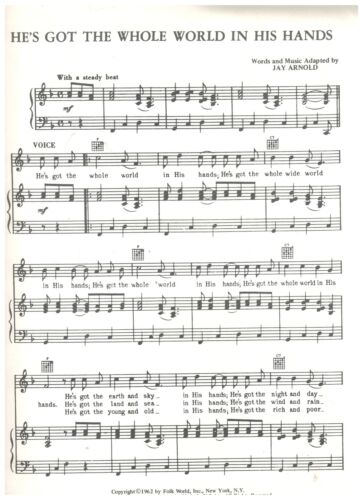 He's Got The Whole World (In His Hands) Jay Arnold Sheet Music 1962 - Picture 2 of 3
