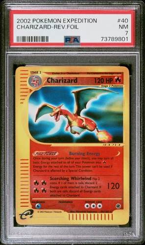 PSA 7 NM Pokemon TCG Charizard Reverse holo Rare 2002 Expedition #40/165