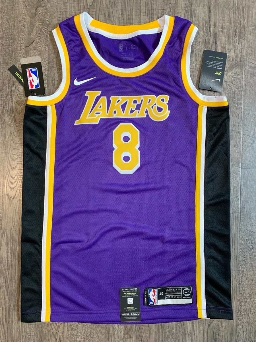 NIKE KOBE BRYANT LA LAKERS PURPLE BLACK SWINGMAN #8 JERSEY AV3701 504 sz 40  S