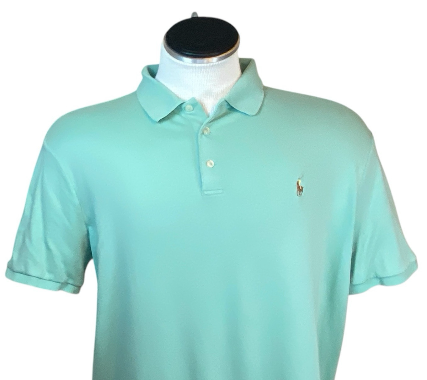 Polo Ralph Lauren camicia uomo XL vestibilità classica carne pony casual mare schiuma verde