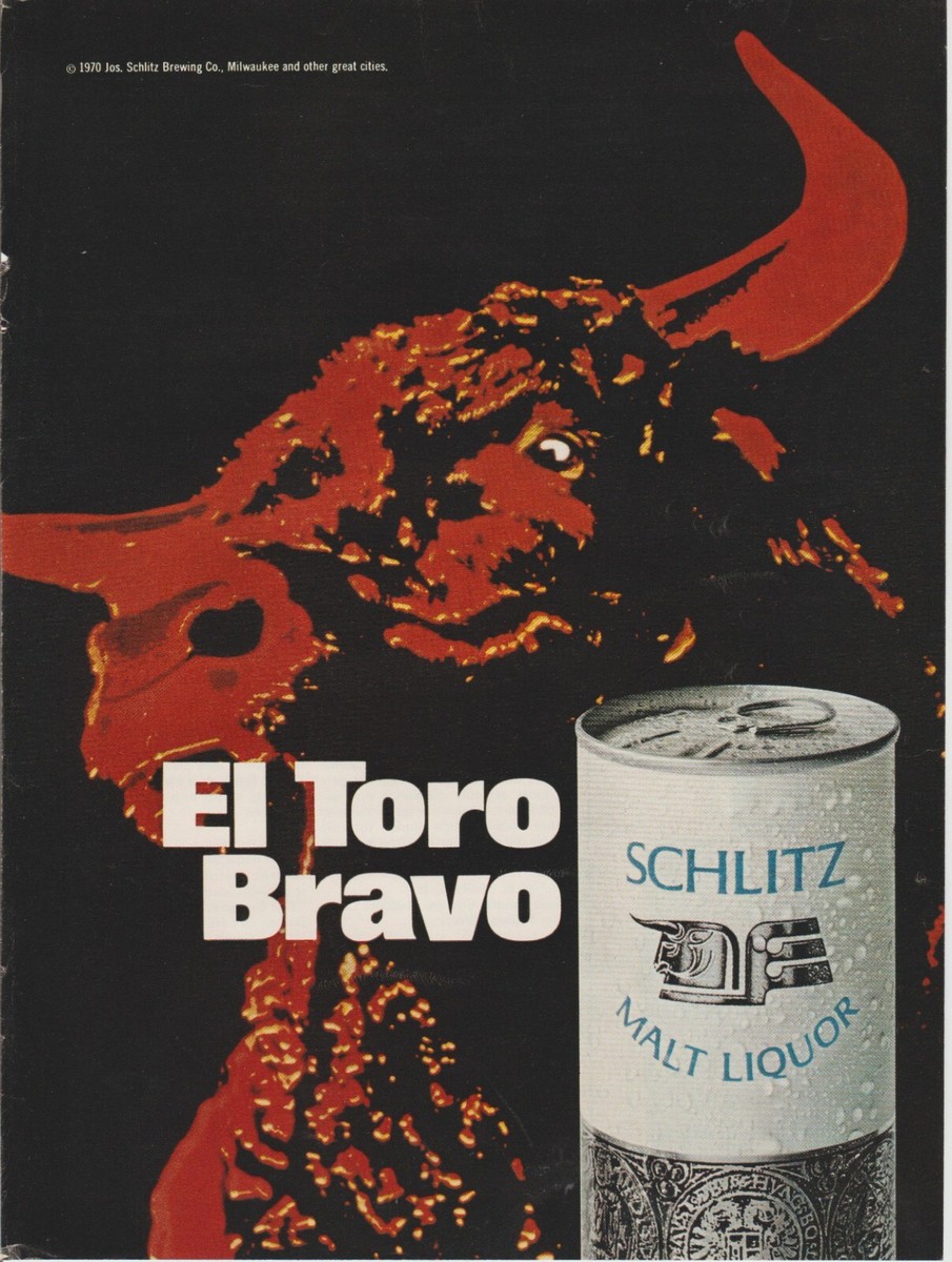 1970 Schlitz Malt Liquor - Red Black Bull - El Toro Bravo