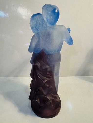 Rare Daum Pate De Verre Male Female Dancers 9” Tall Blue Mauve Violet Perfect! - Picture 3 of 9