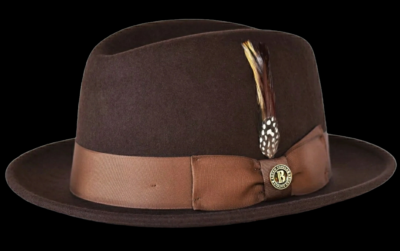 Brown Men OG Old School Lowrider Hat Wool Center Crease Snap  display picture 1