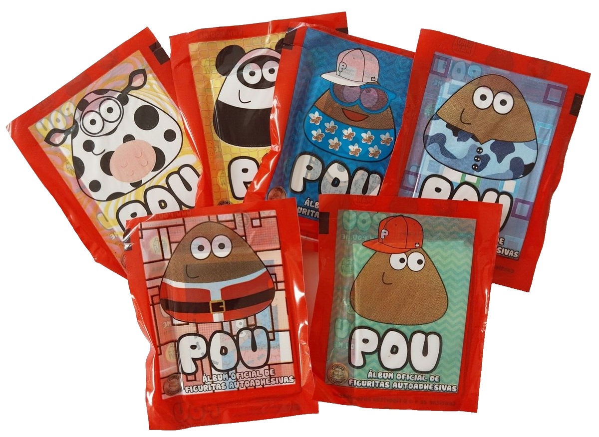 2015 Pou Virtual Pet Game Nine Sealed Sticker Packets Bags