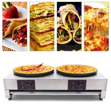 Commercial Dual-head Electric Crepe Maker Machine,16" Pancake Baking Machine USA