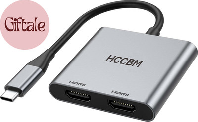 USB C to Dual HDMI Adapter, Dual Monitors Adapter USB C Hub with 2 HDMI Docking