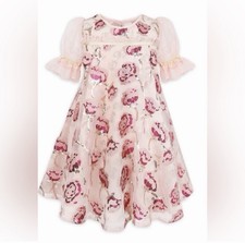 Disney Store Girls Beauty  the Beast Princess Belle sequin rose dress Size 5/6