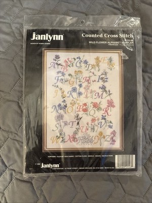 Janlynn Wild Flower Alphabet Sampler Cross-stitch Kit 125-48 Vintage 1992