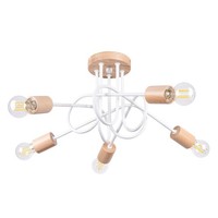 Deckenlampe Holz Weiß E27 Wohnzimmer BüRo Flur L:61 Cm Deckenleuchte Esszimmer