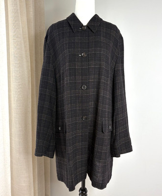 Comma Check Virgin Wool Blend Jacket Size 44/ XXL Black Patterned Open Womens