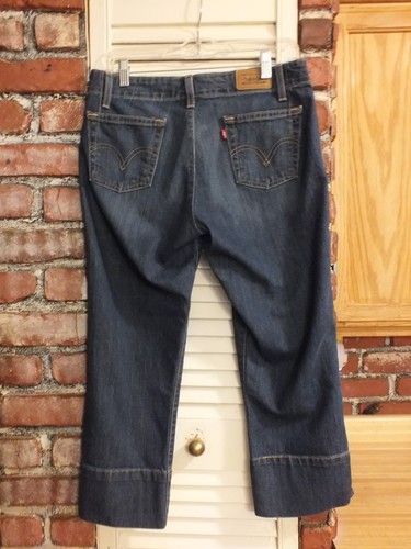 Levi Strauss Levis 515 Womens Capri Cuffed Jeans Size 6 Mid Rise Dark Blue Denim - Picture 5 of 7