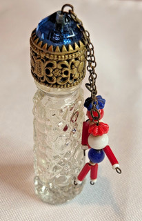 Vintage Czech Irice miniature perfume bottle with people made of beads