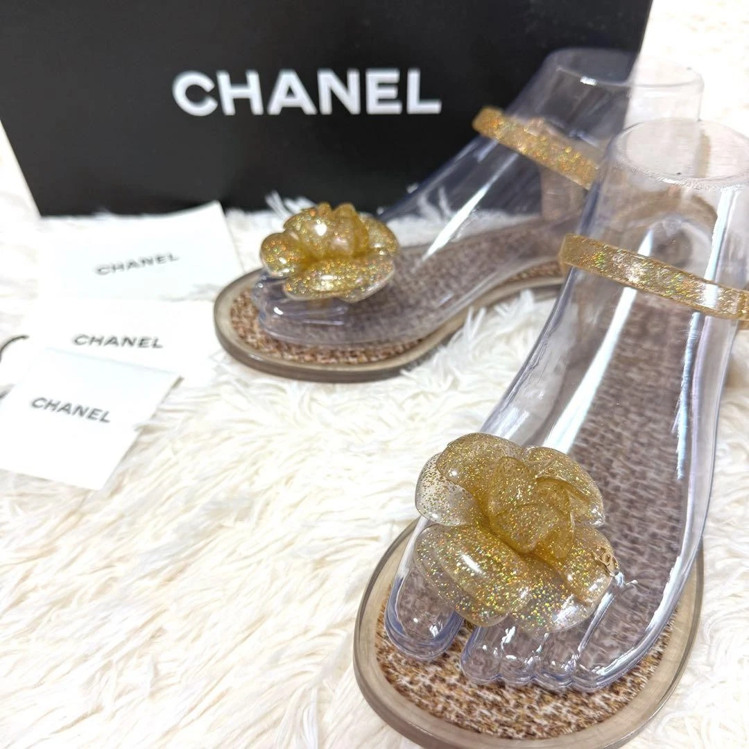 CHANEL グリッター ココマーク トングサンダル ゴールド CHANEL Glitter Sandals for Women for sale | eBay