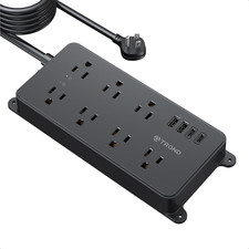 Surge Protector Power Strip, Flat Plug 15Ft Long Extension Cord, Widely-Spaced