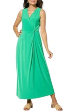 Nina Leonard Women's Sleeveless Side Twist Maxi Dress Bright Green