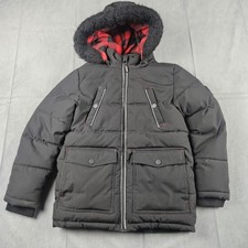 Member's Mark Ultimate Boy  s Parka Jacket Size 7/8 Black Puffer Faux Fur Hood