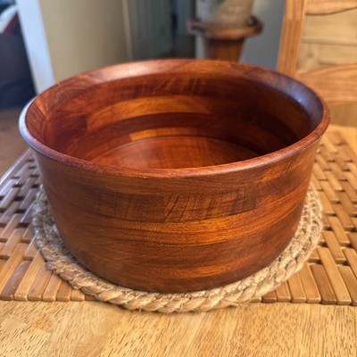 Vintage Teakwood Serving Bowl Large Dough Salad 10''X 4.5  Denmark Danish Design