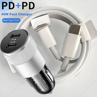 For iPhone15 16 16e 17 17Air Pro Samsung 40W USB-C Fast Charger PD Type-C Cable