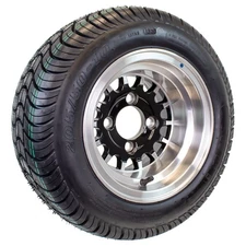 eCustomrim 205/50-10 Trailer Golf Cart ATV Offroad Tire 10X7 Gloss Black Rim A5