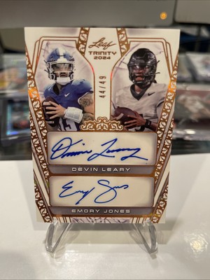 2024 Leaf Trinity Dual Auto Devin Leary Emory Jones /49 Bronze Ravens   Mint