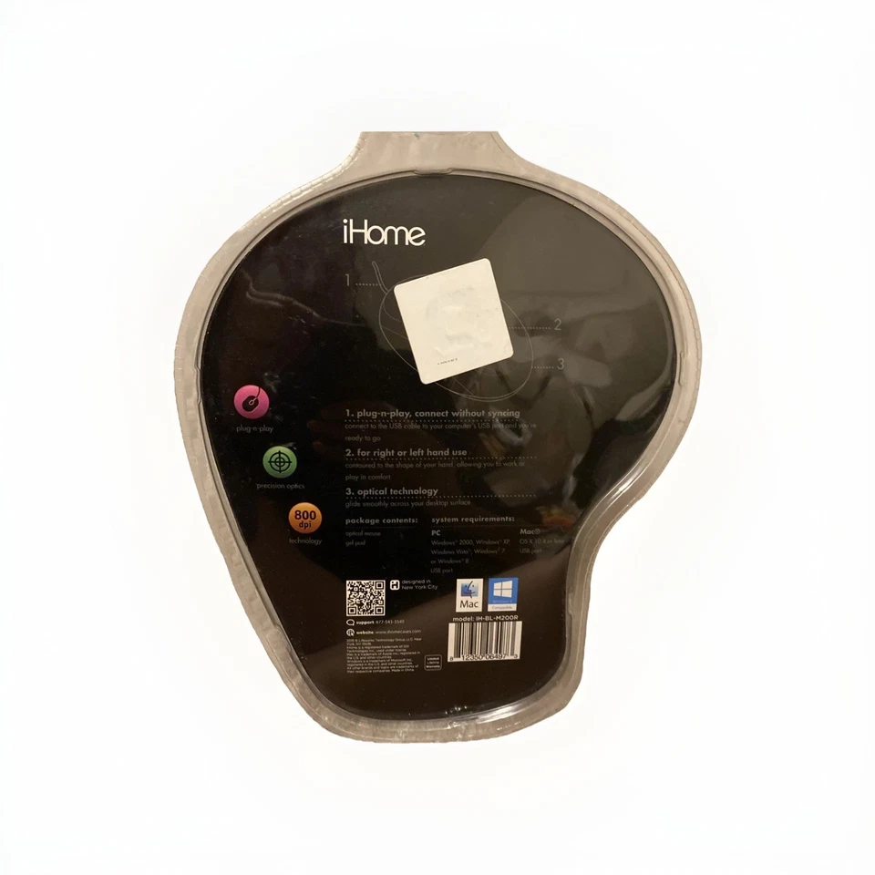iHome Wireless Optical Mouse and Gel Pad Black and Red Plug & Play USB NEW - Image 3 of 4