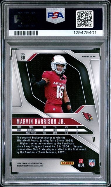 2024 Prizm Marvin Harrison JR Rookie Variation - #30 - PSA 9 view 2