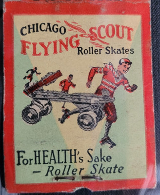 1930s Chicago Flying Scout Roller Scates Matchbook Match Cover