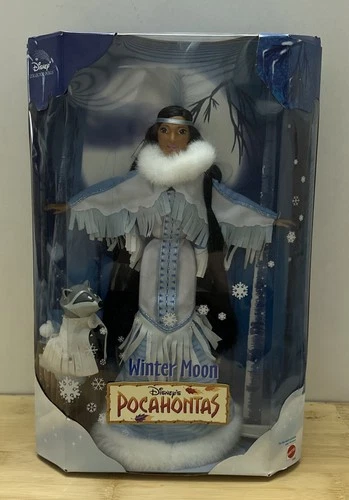 New Disney Barbie Collector Doll Winter Moon Pocahontas With Meeko 1999 Mattel