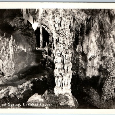 c1940s Carlsbad NM First Spring Cavern RPPC Cave Formation Path Photo A7