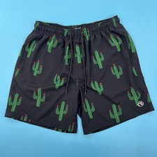 Ocean Current Swim Trunks Mens Size:Medium Black Cactus Print Mesh Lining