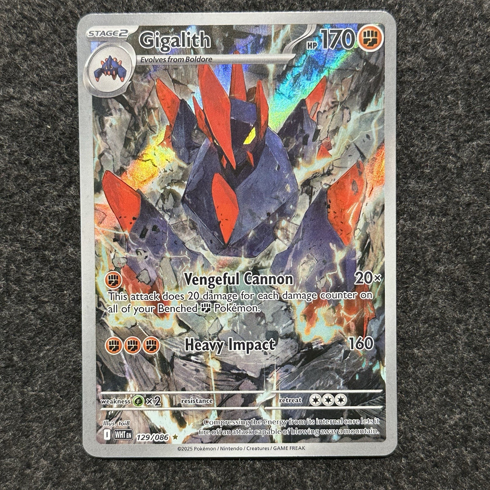 Gigalith 129/086 NM White Flare Pokemon TCG Illustration Rare IR Near Mint