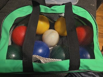 Set of 9 Backpack Bocce Balls Vintage 1.75'' Outside Backyard Games Inside Games