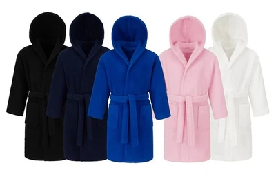 Kids Bathrobe 100% Egyptian Cotton Soft Hooded Towelling Dressing Gown - Image 1 of 4