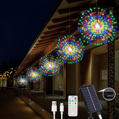 Solar Christmas Firework Lights Outdoor, 5 Pack 1000LED Solar Starburst Lights,