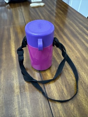 Aladdin 1980s Retro Thermos Slinger 8oz Hot Cold Wide Mouth Vintage Pink purple