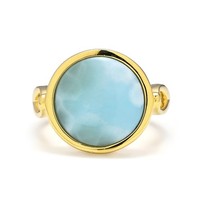 Cavill Larimar Damenring 4,5Ct Sterlingsilber Vergoldet Blau Rund