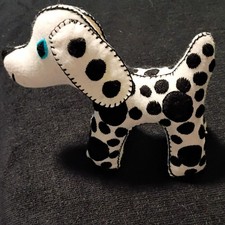 Dalmatian Dog Mini Plush Stuffed Animal White/Black Spotted Blue Eyes Washable