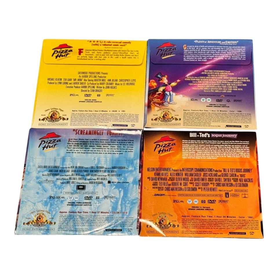 Lot 4 Pizza Hut DVD Movie Collection - All Dogs Heaven Mr. Mom Bill Ted Vegas - Image 2 of 2