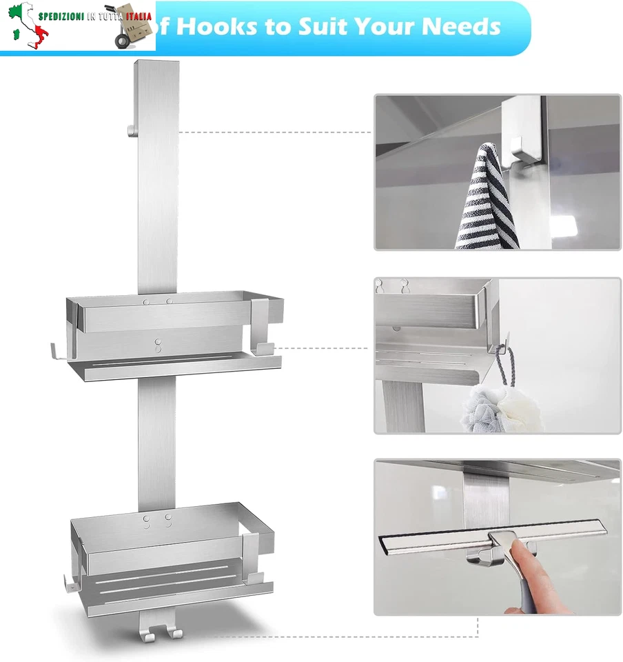 Mensola Doccia da Appendere, Porta Bagnoschiuma da Doccia in SUS304 Acciaio Inox - Immagine 4 di 4