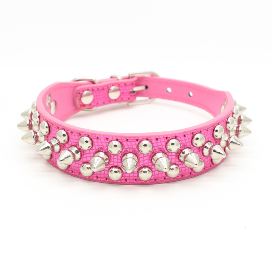 Small Dog Spiked Studded Rivets Dog Pet Leather Collar Small Can Go ...