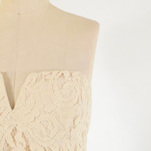 J.Crew Dress 4 Beige Lace Strapless Notched Neckline Sheath Cocktail - Picture 2 of 5