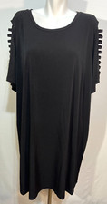 Michael Kors Women Black Dress 2X Plus Size Ladder Open Sleeve New NWT