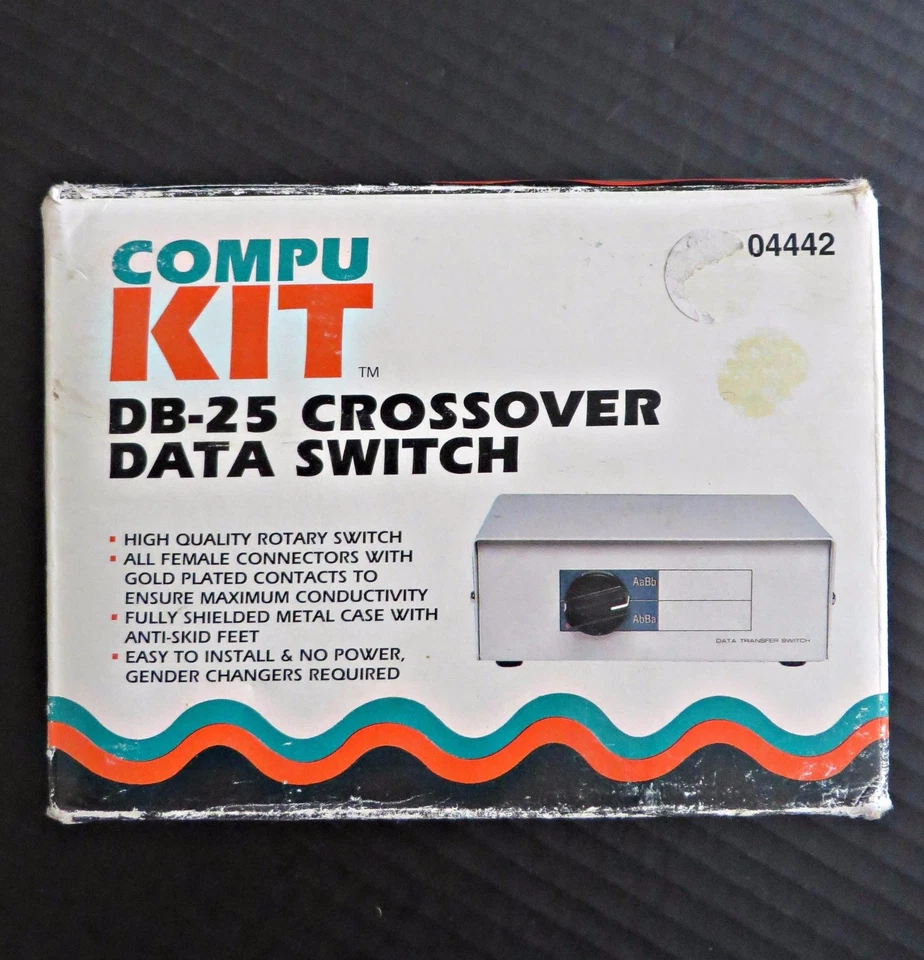 COMPU KIT DB-25 4 PORTS FEMALE MANUAL CROSSOVER DATA SWITCH METAL CASE 04442 - Image 4 of 4