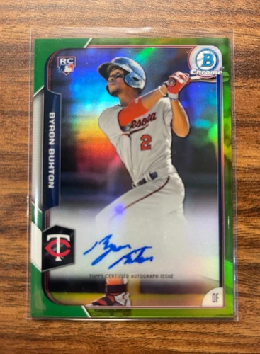 2015 Bowman Chrome BYRON BUXTON GREEN REFRACTOR AUTO #'d 10/99 - TWINS