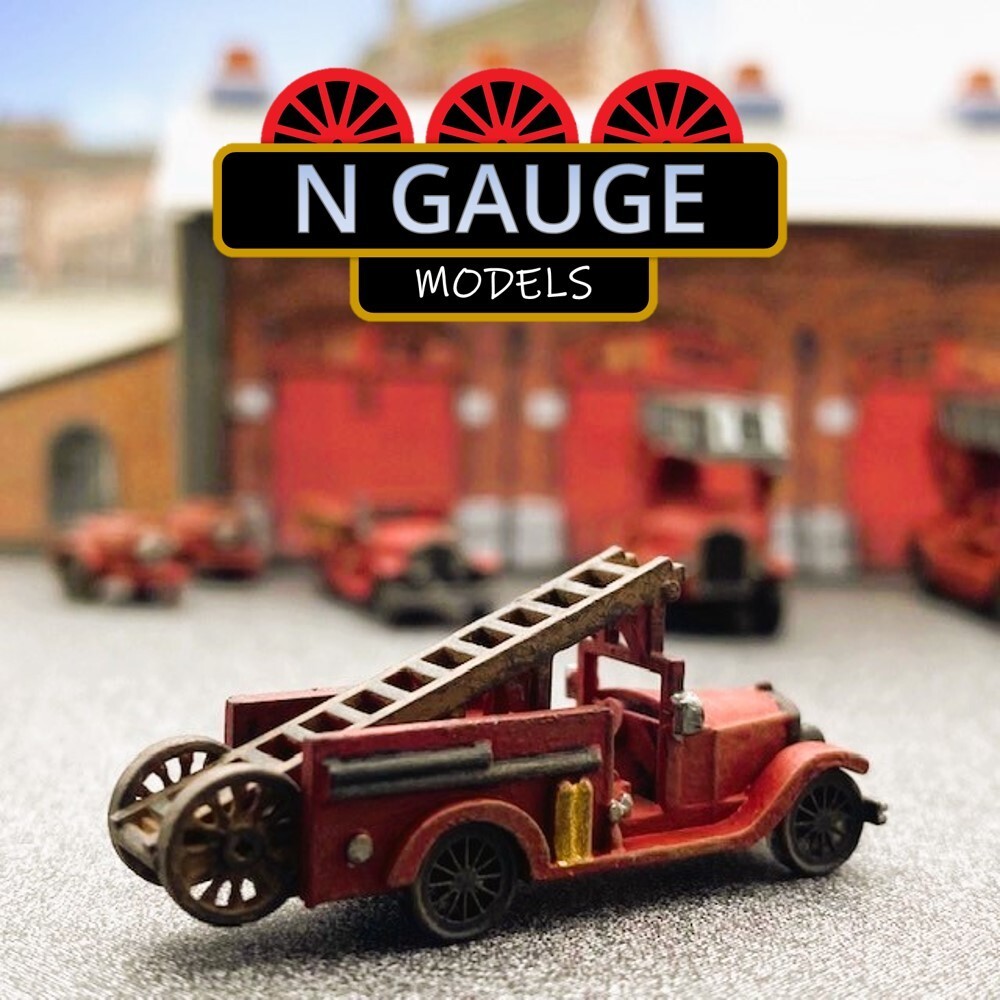 PAINTED - N Scale Gauge 1:148 1920's Fire Truck (Leyland Morris Ford AA  1:160)