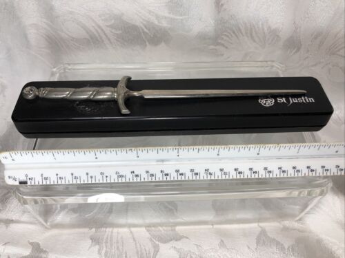 St Justin Pewter Claymore Two-Handed Sword with Crystal Letter Opener - Picture 2 of 11