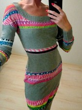 🆓US🛃  Dolce & Gabbana D&G alphabet printed silk gray knit sweater-Dress IT 42